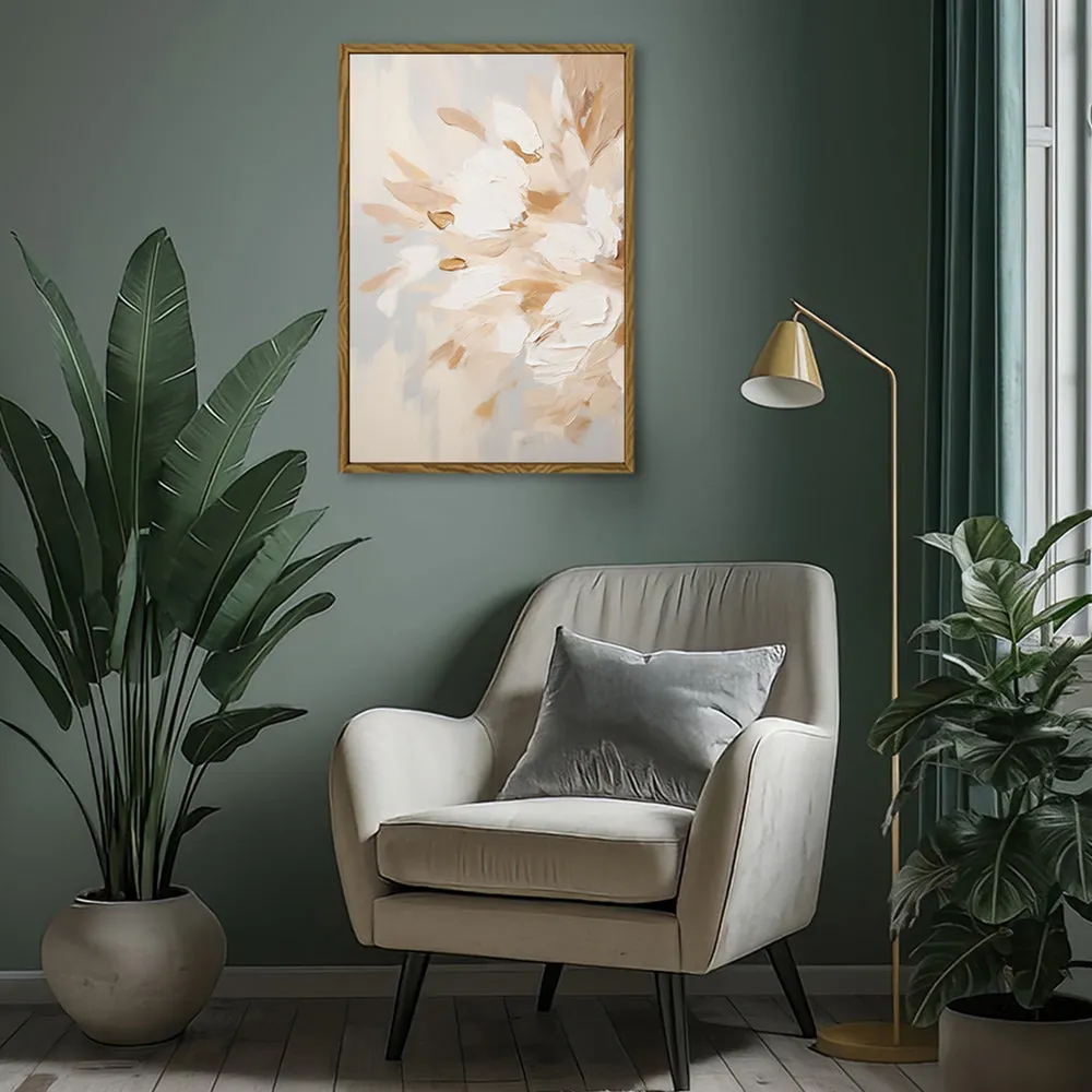 Canvas Wall Art Stretched Over Wooden Frame with Floating Frame and Luxury Flowers Painting CV4195