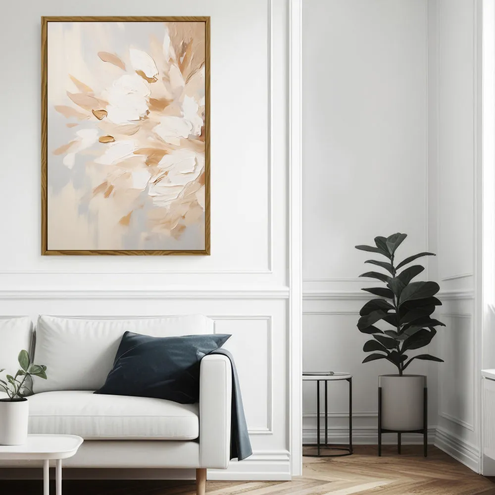 Canvas Wall Art Stretched Over Wooden Frame with Floating Frame and Luxury Flowers Painting CV4195