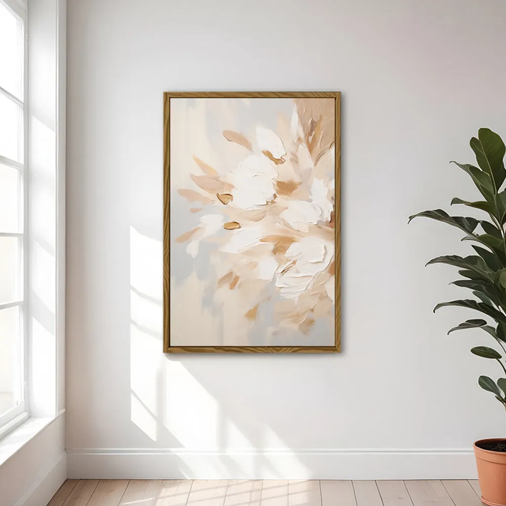 Canvas Wall Art Stretched Over Wooden Frame with Floating Frame and Luxury Flowers Painting CV4195