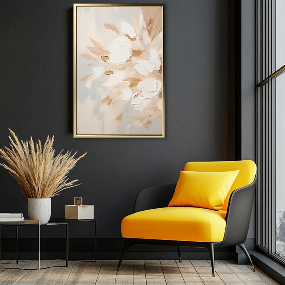 Canvas Wall Art Stretched Over Wooden Frame with Floating Frame and Luxury Flowers Painting CV4195