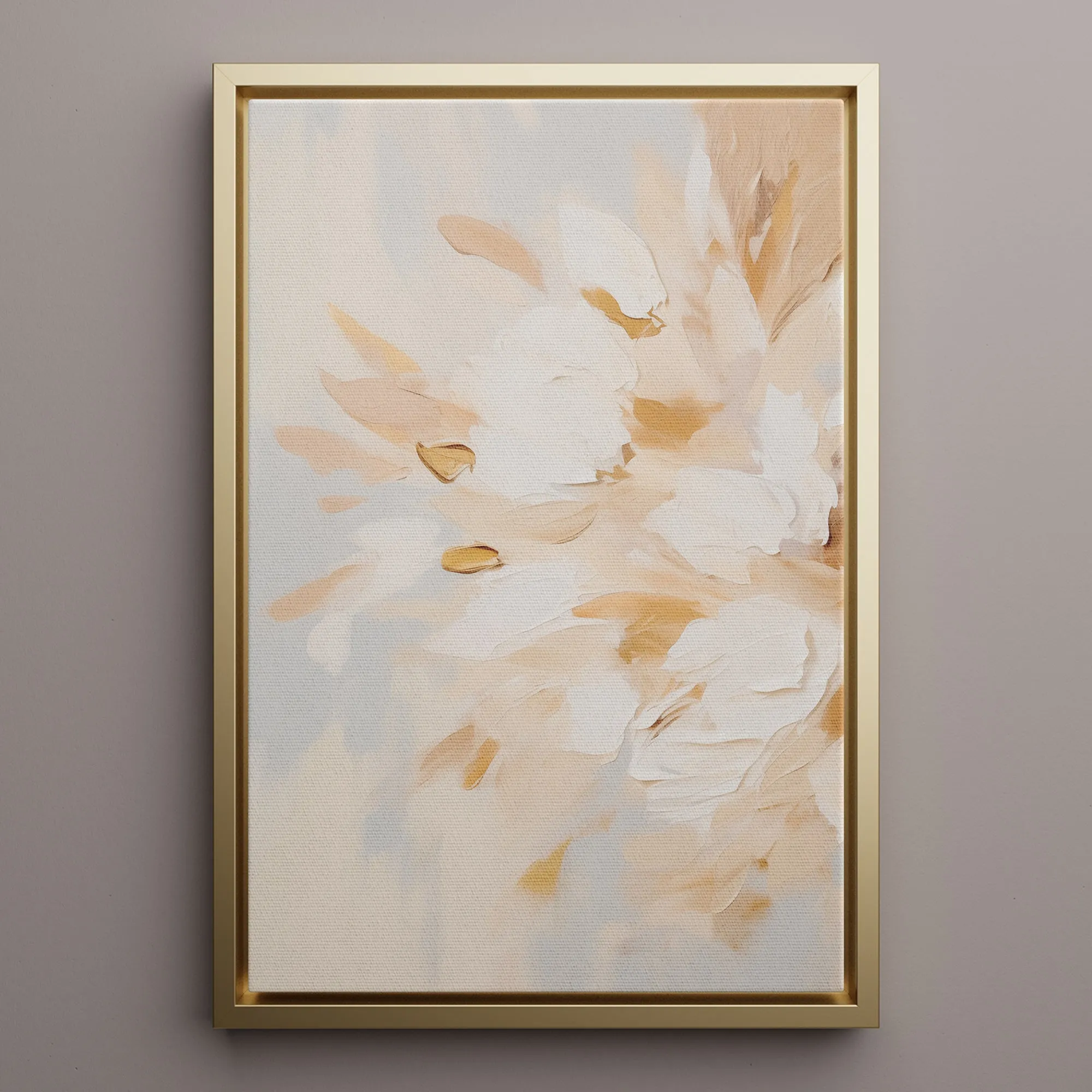 Canvas Wall Art Stretched Over Wooden Frame with Floating Frame and Luxury Flowers Painting CV4195