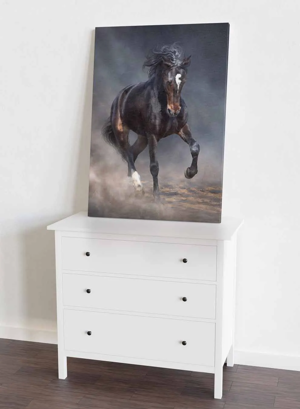Canvas Wall Art Stretched Over Wooden Frame with Gold Floating Frame