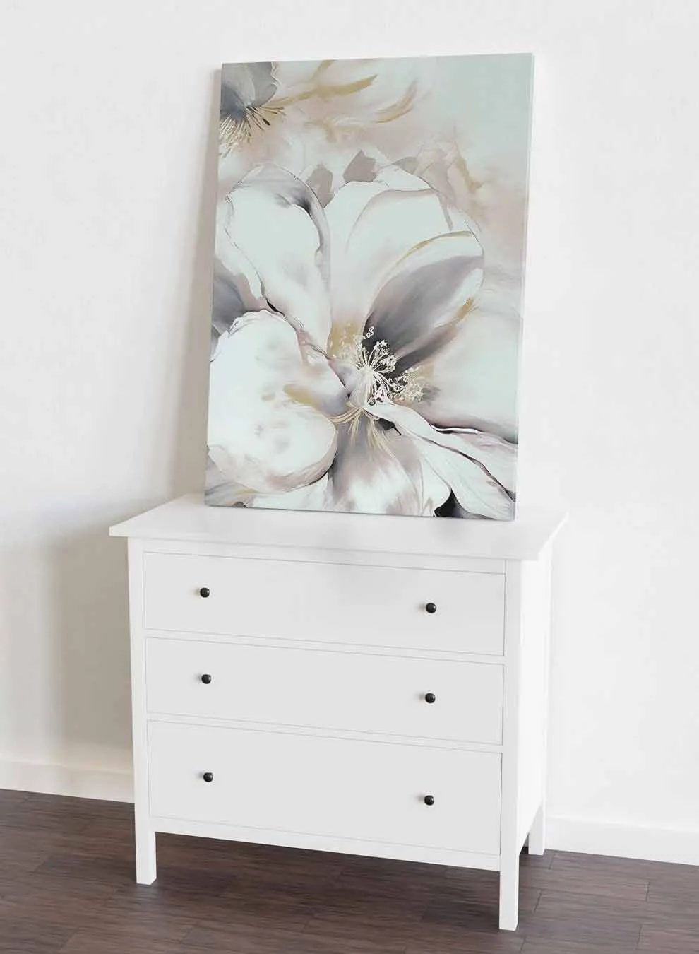 Canvas Wall Art Stretched Over Wooden Frame with Gold Floating Frame