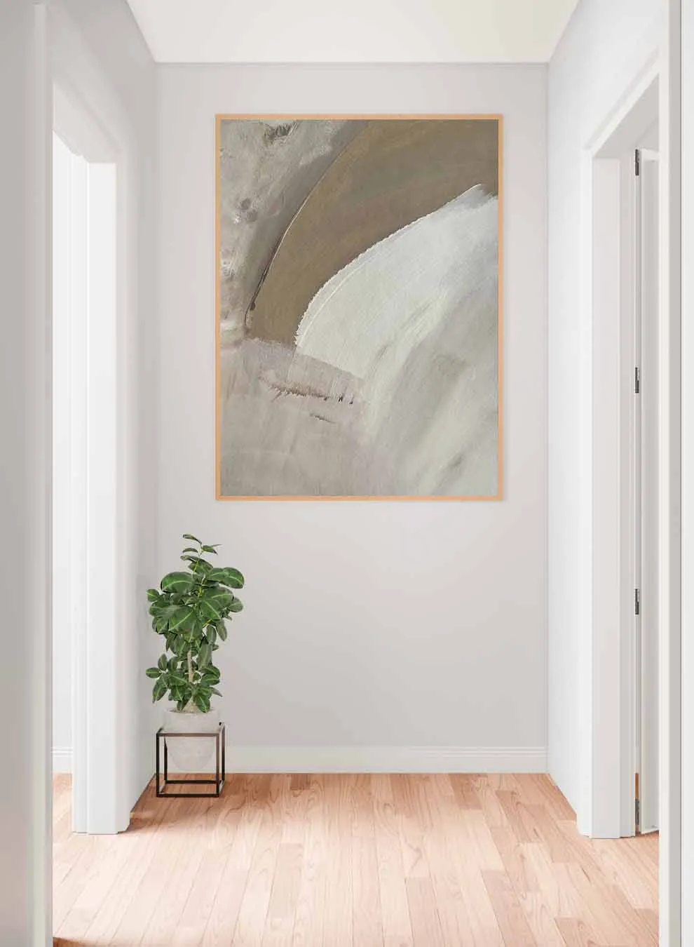 Canvas Wall Art Stretched Over Wooden Frame with Gold Floating Frame