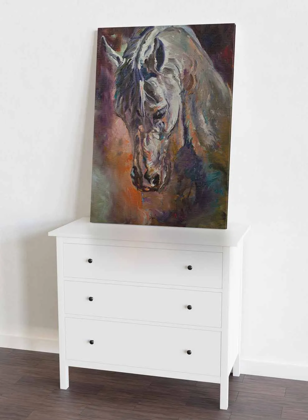 Canvas Wall Art Stretched Over Wooden Frame with Gold Floating Frame