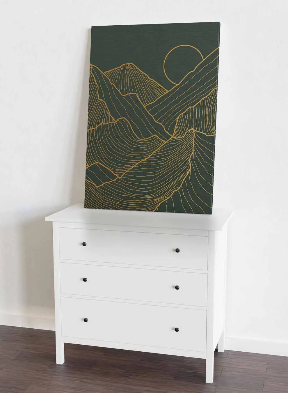 Canvas Wall Art Stretched Over Wooden Frame with Gold Floating Frame