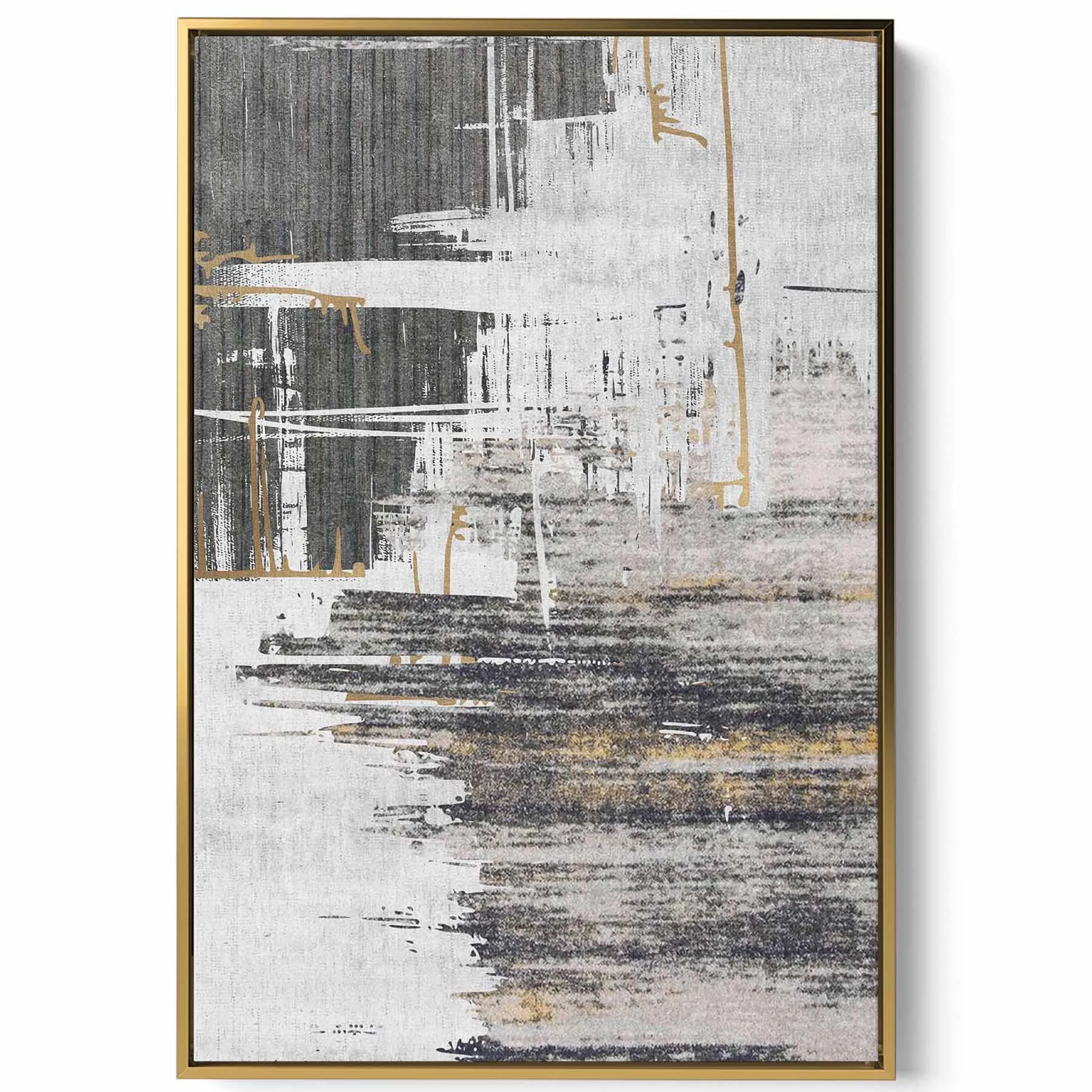 Canvas Wall Art Stretched Over Wooden Frame with Gold Floating Frame