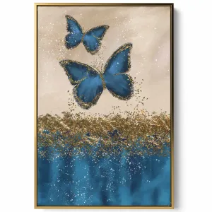 Canvas Wall Art Stretched Over Wooden Frame with Gold Floating Frame