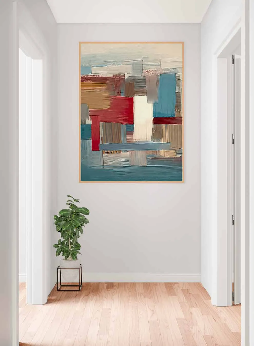 Canvas Wall Art Stretched Over Wooden Frame with Gold Floating Frame
