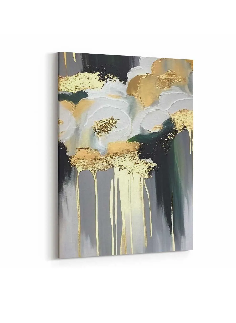 Canvas Wall Art Stretched Over Wooden Frame with Gold Floating Frame
