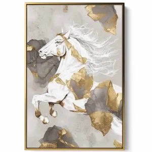 Canvas Wall Art Stretched Over Wooden Frame with Gold Floating Frame