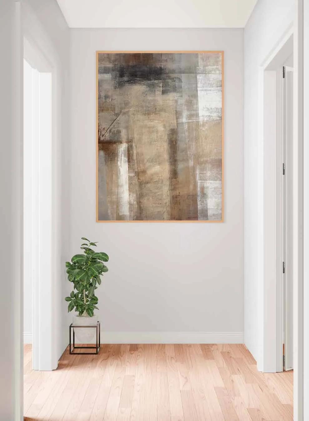 Canvas Wall Art Stretched Over Wooden Frame with Gold Floating Frame
