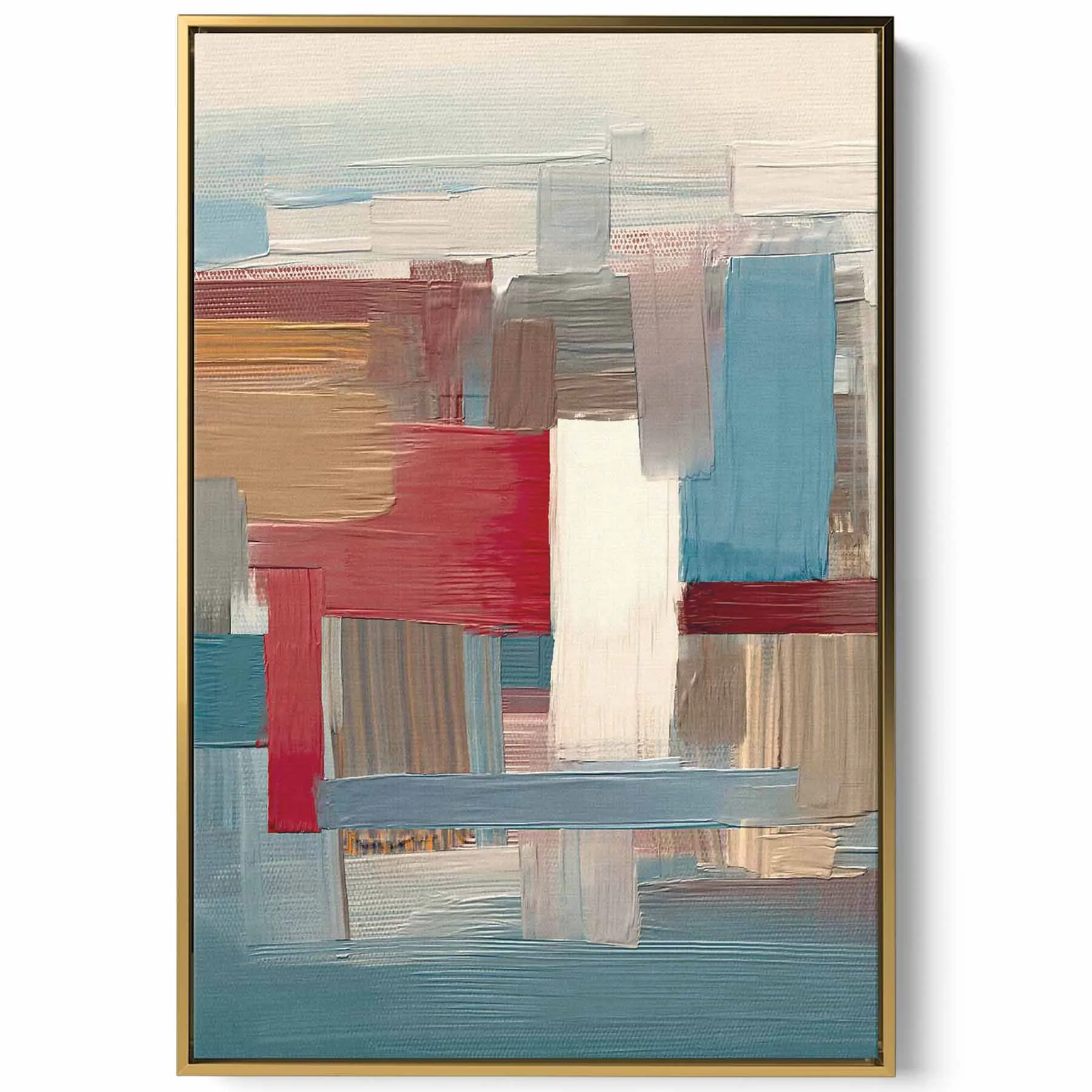 Canvas Wall Art Stretched Over Wooden Frame with Gold Floating Frame
