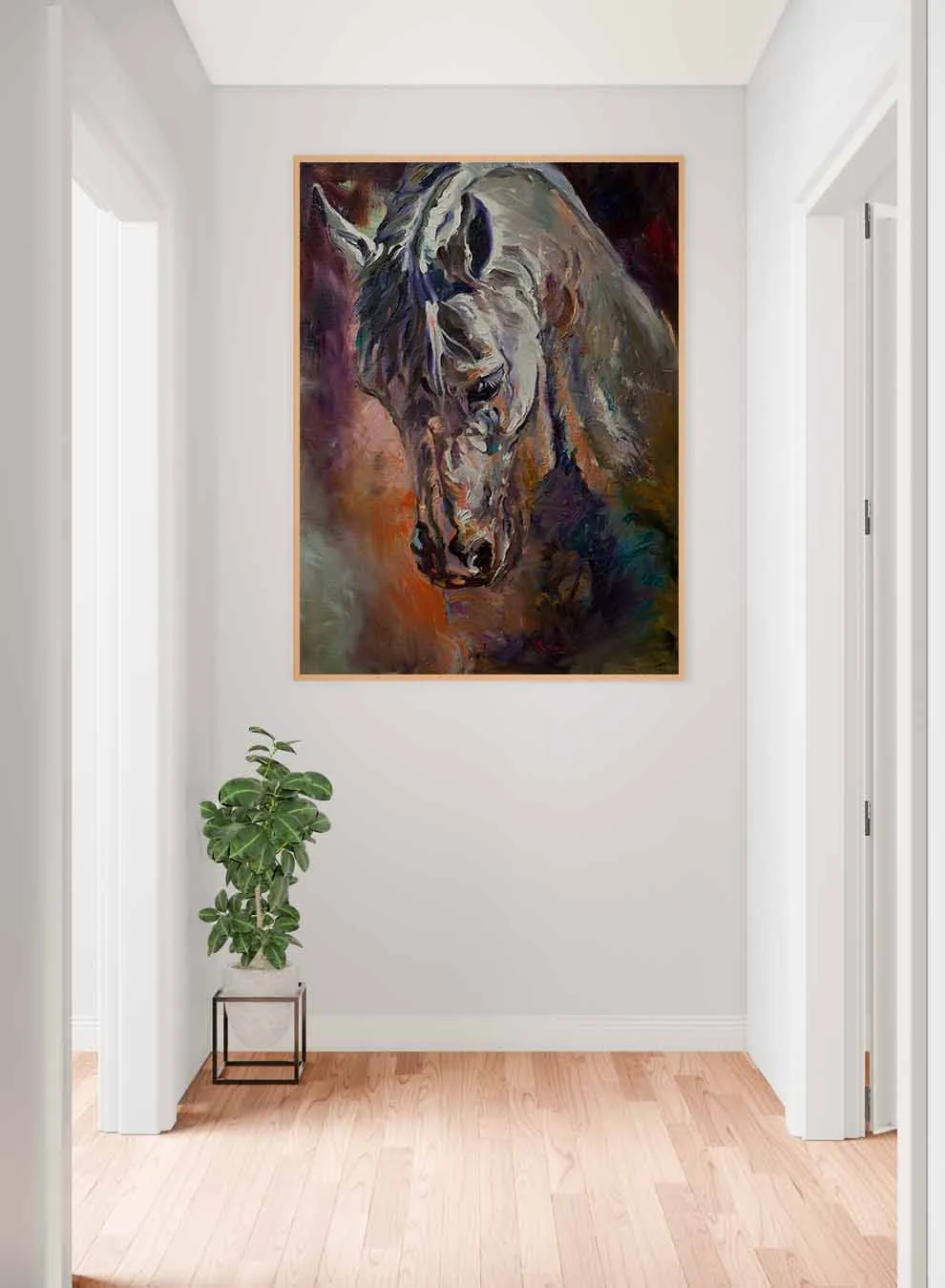 Canvas Wall Art Stretched Over Wooden Frame with Gold Floating Frame