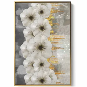 Canvas Wall Art Stretched Over Wooden Frame with Gold Floating Frame