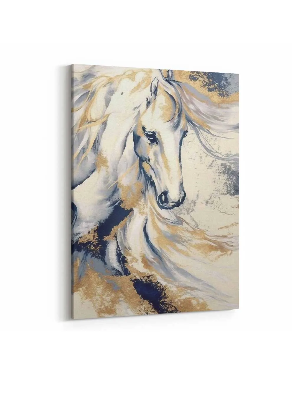 Canvas Wall Art Stretched Over Wooden Frame with Gold Floating Frame