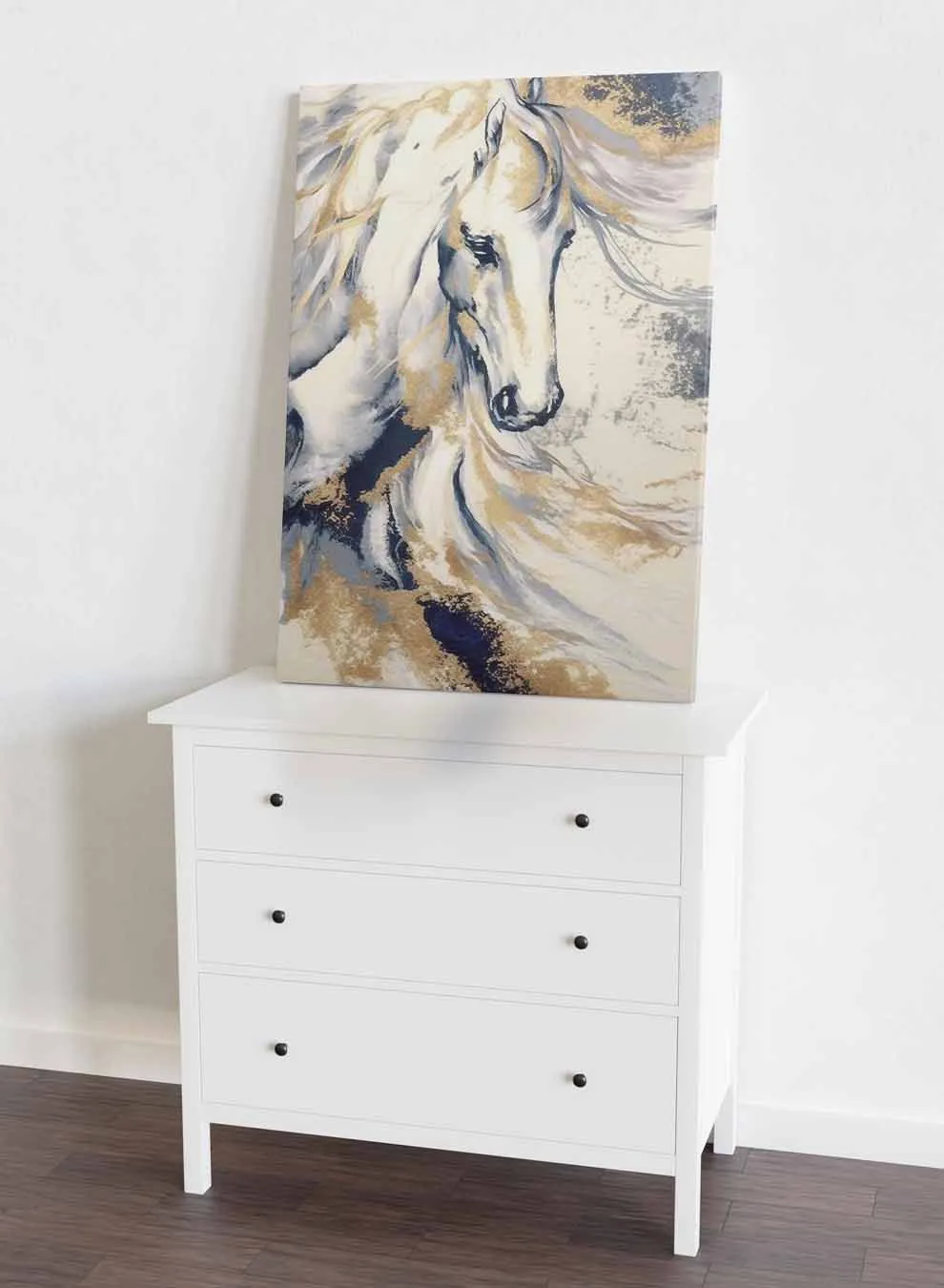 Canvas Wall Art Stretched Over Wooden Frame with Gold Floating Frame