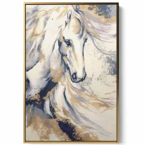Canvas Wall Art Stretched Over Wooden Frame with Gold Floating Frame