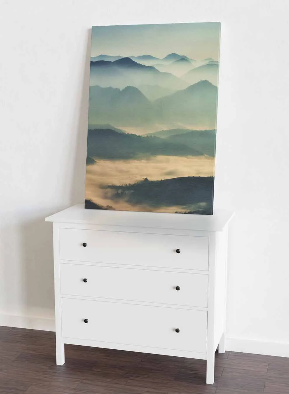 Canvas Wall Art Stretched Over Wooden Frame with Gold Floating Frame