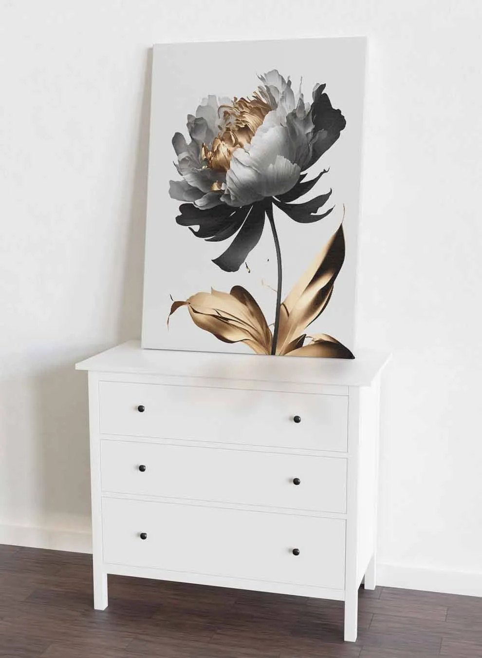 Canvas Wall Art Stretched Over Wooden Frame with Gold Floating Frame