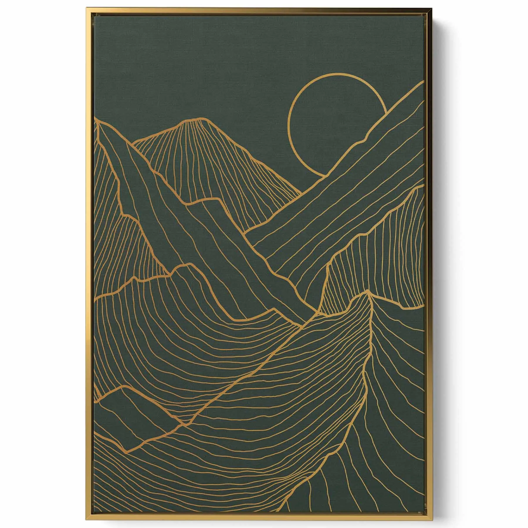 Canvas Wall Art Stretched Over Wooden Frame with Gold Floating Frame