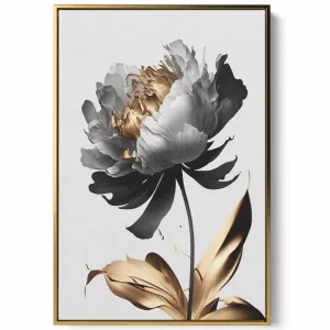 Canvas Wall Art Stretched Over Wooden Frame with Gold Floating Frame