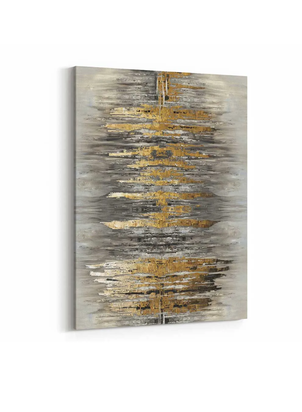 Canvas Wall Art Stretched Over Wooden Frame with Gold Floating Frame