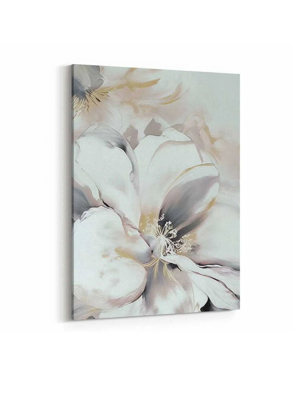 Canvas Wall Art Stretched Over Wooden Frame with Gold Floating Frame