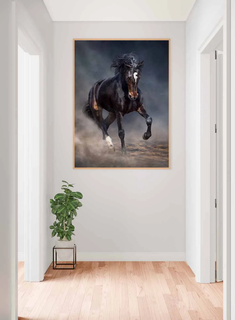 Canvas Wall Art Stretched Over Wooden Frame with Gold Floating Frame