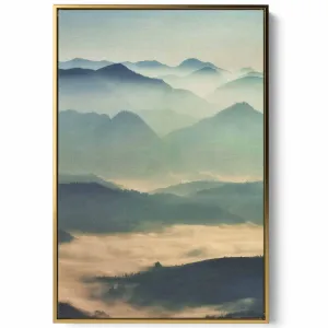 Canvas Wall Art Stretched Over Wooden Frame with Gold Floating Frame