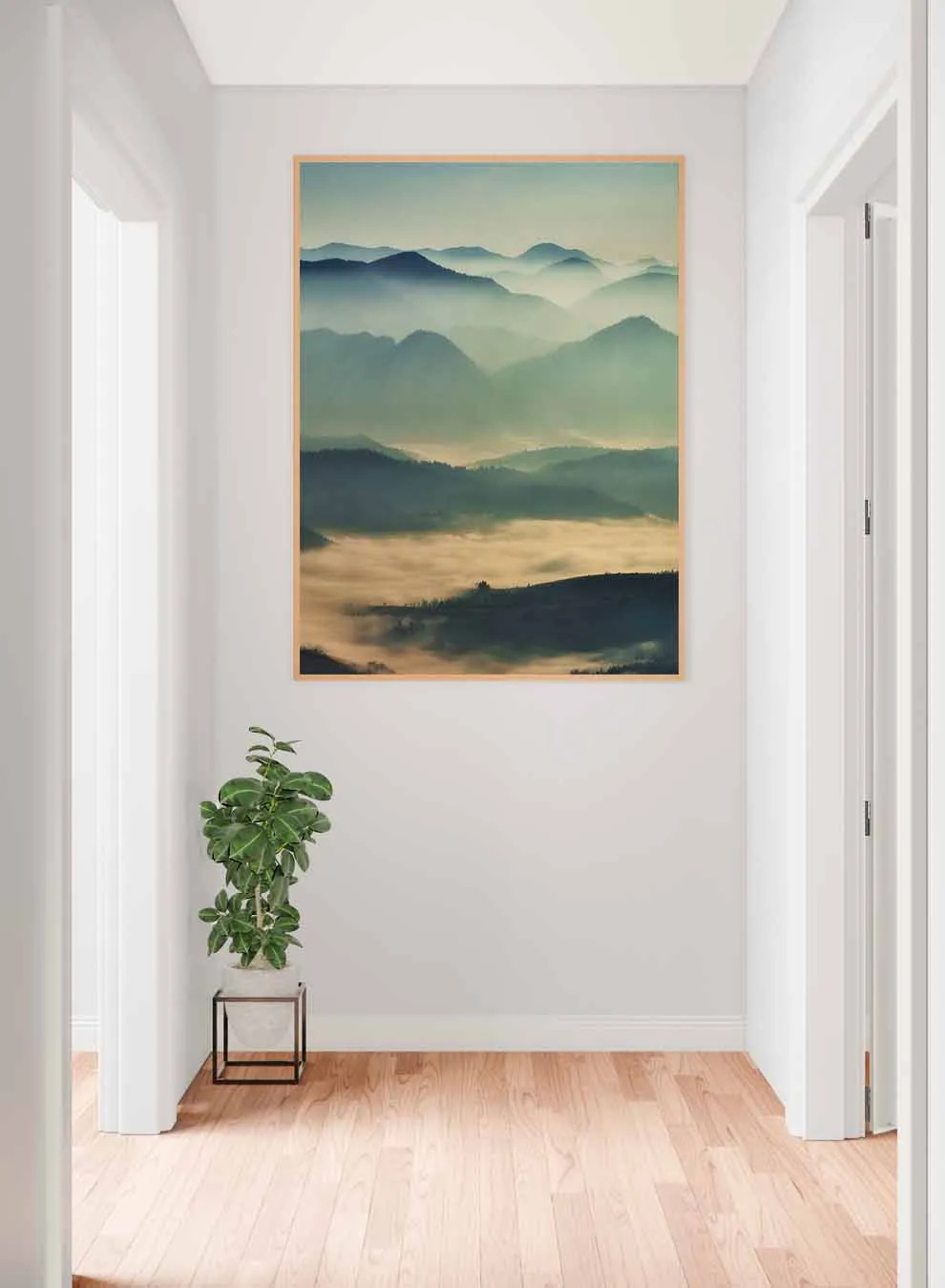 Canvas Wall Art Stretched Over Wooden Frame with Gold Floating Frame