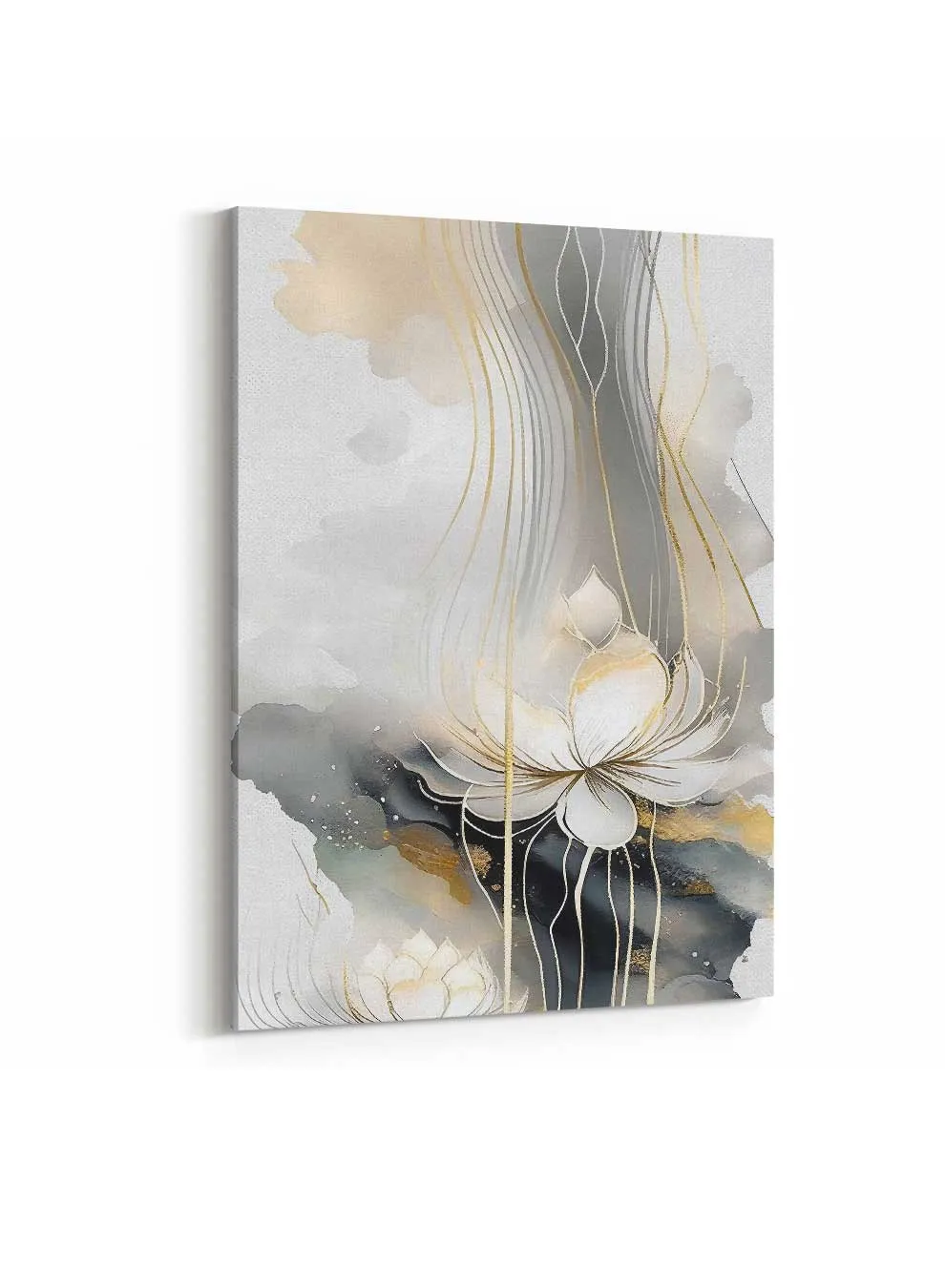 Canvas Wall Art Stretched Over Wooden Frame with Gold Floating Frame