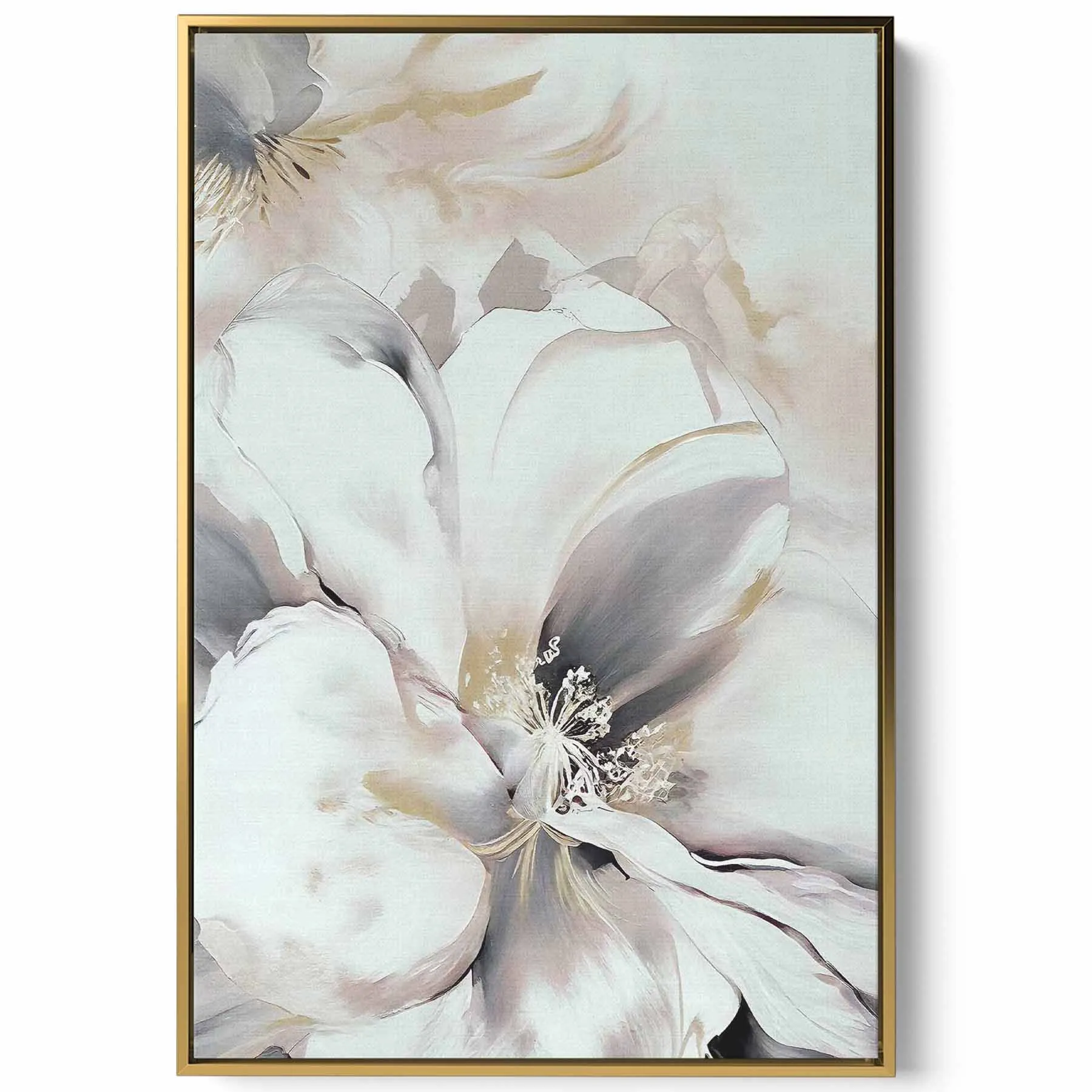 Canvas Wall Art Stretched Over Wooden Frame with Gold Floating Frame