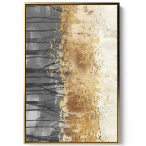 Canvas Wall Art Stretched Over Wooden Frame with Gold Floating Frame