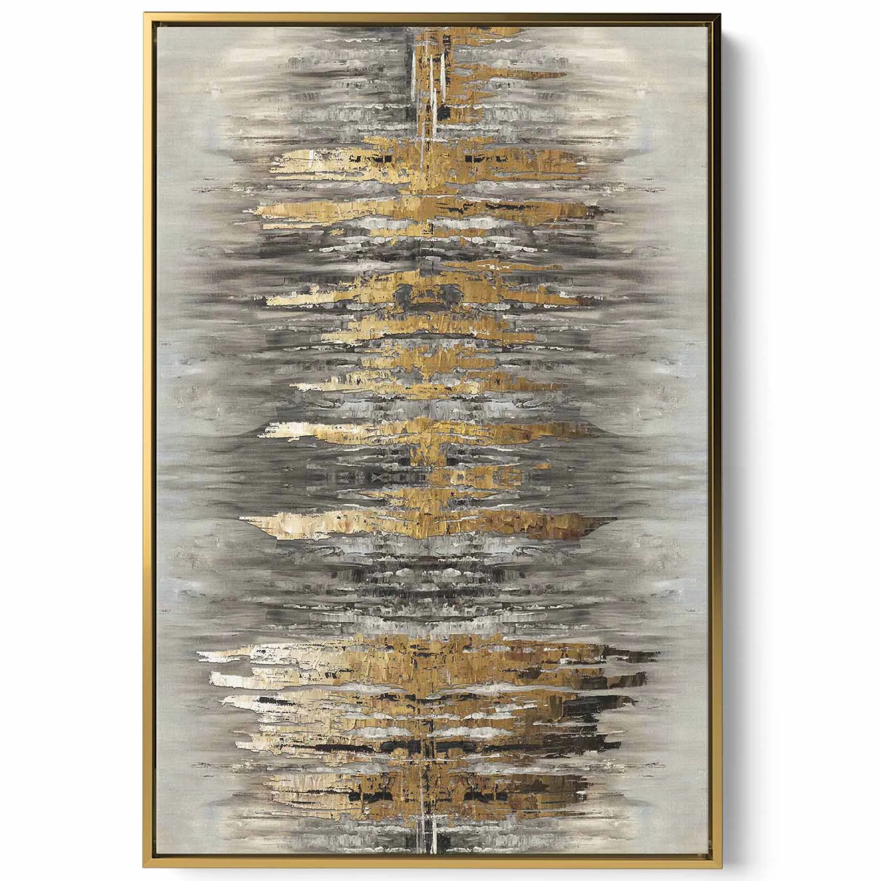 Canvas Wall Art Stretched Over Wooden Frame with Gold Floating Frame