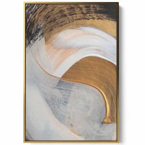 Canvas Wall Art Stretched Over Wooden Frame with Gold Floating Frame