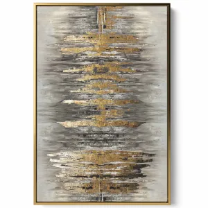 Canvas Wall Art Stretched Over Wooden Frame with Gold Floating Frame