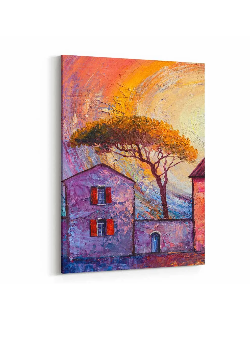 Canvas Wall Art Stretched Over Wooden Frame with Gold Floating Frame