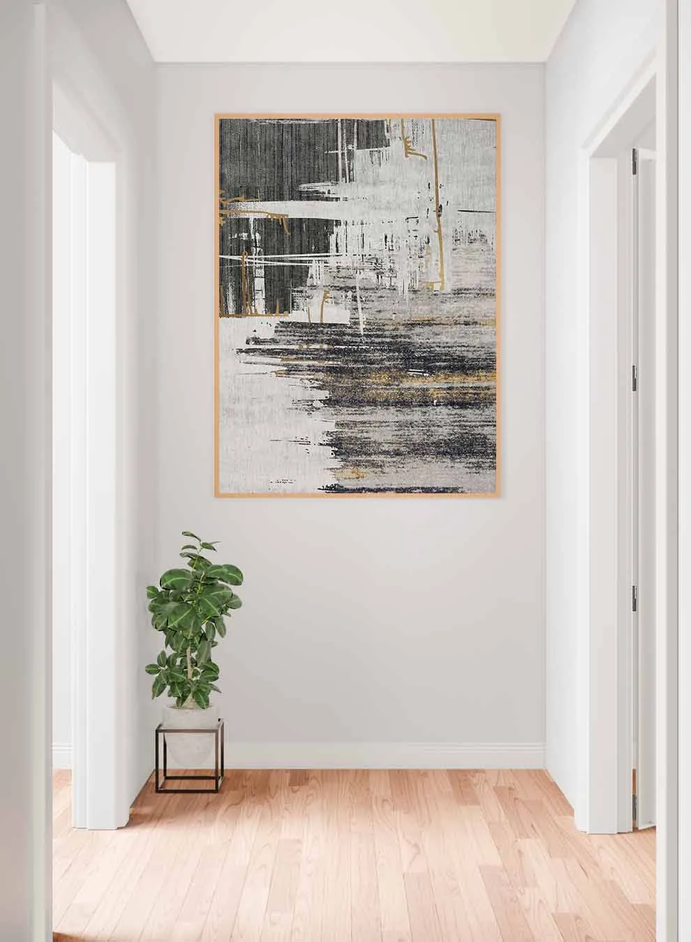 Canvas Wall Art Stretched Over Wooden Frame with Gold Floating Frame