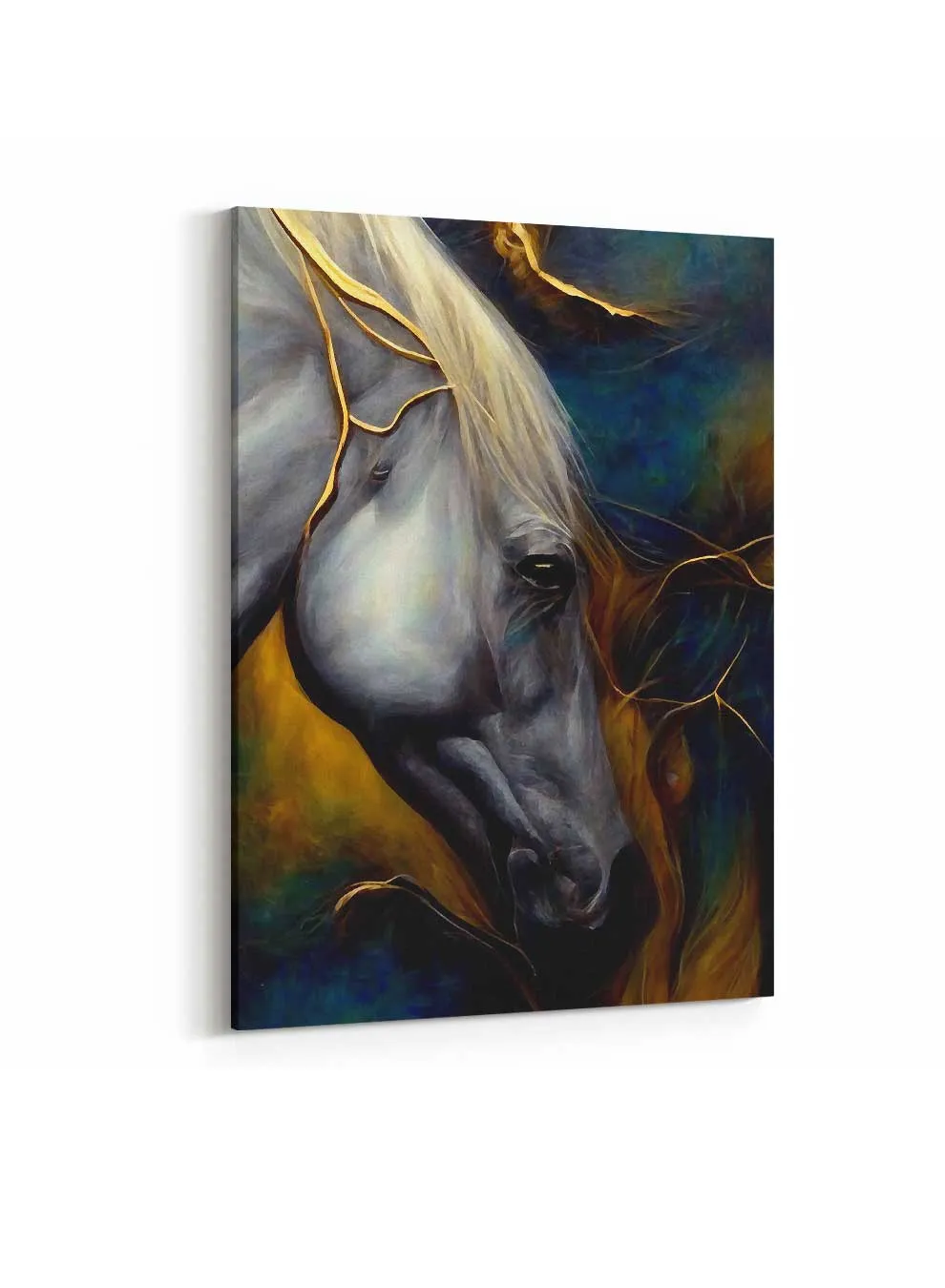 Canvas Wall Art Stretched Over Wooden Frame with Gold Floating Frame