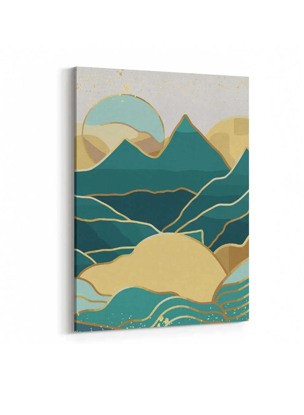 Canvas Wall Art Stretched Over Wooden Frame with Gold Floating Frame