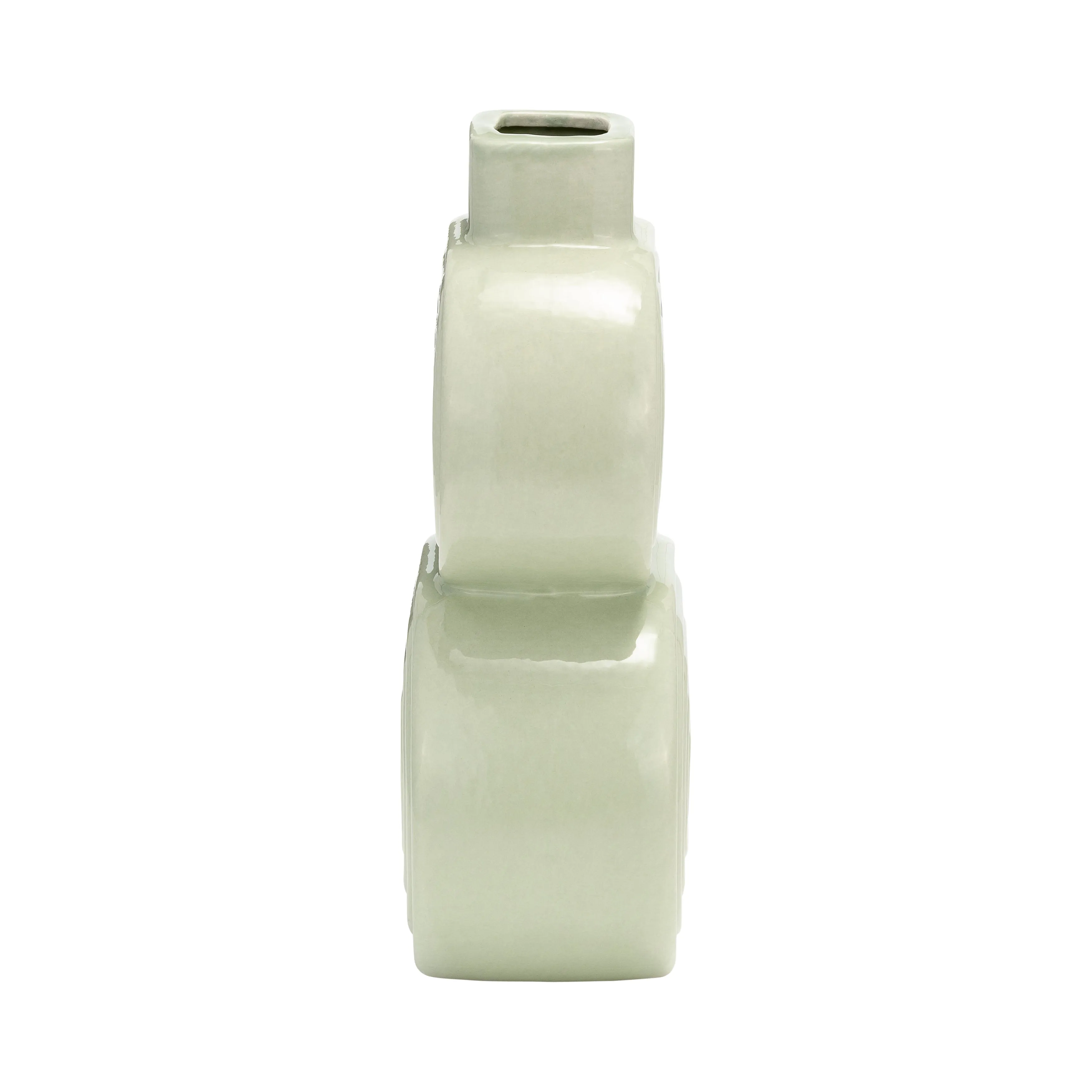 CER, 10" STACKED CIRCLES VASE, CUCUMBER