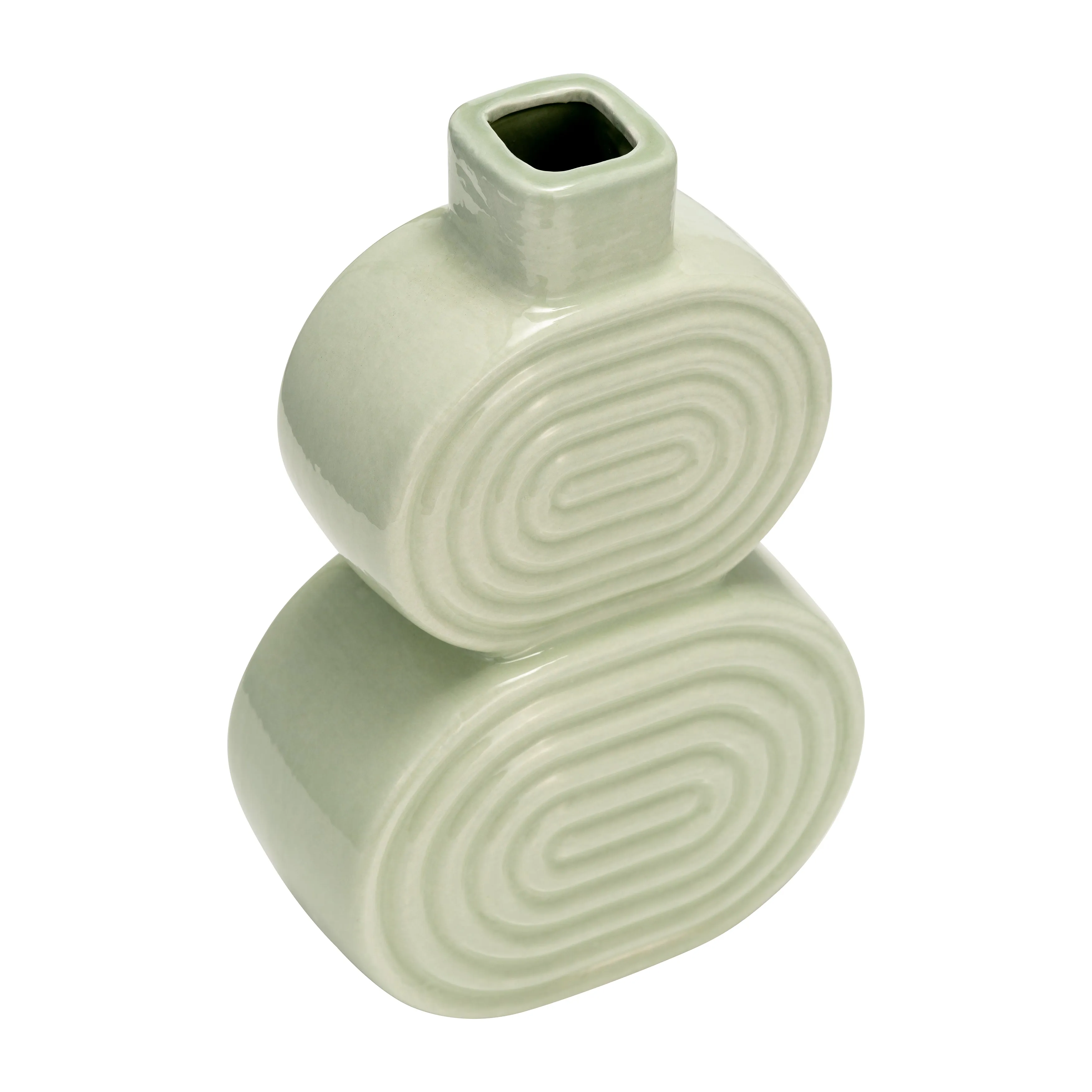 CER, 10" STACKED CIRCLES VASE, CUCUMBER