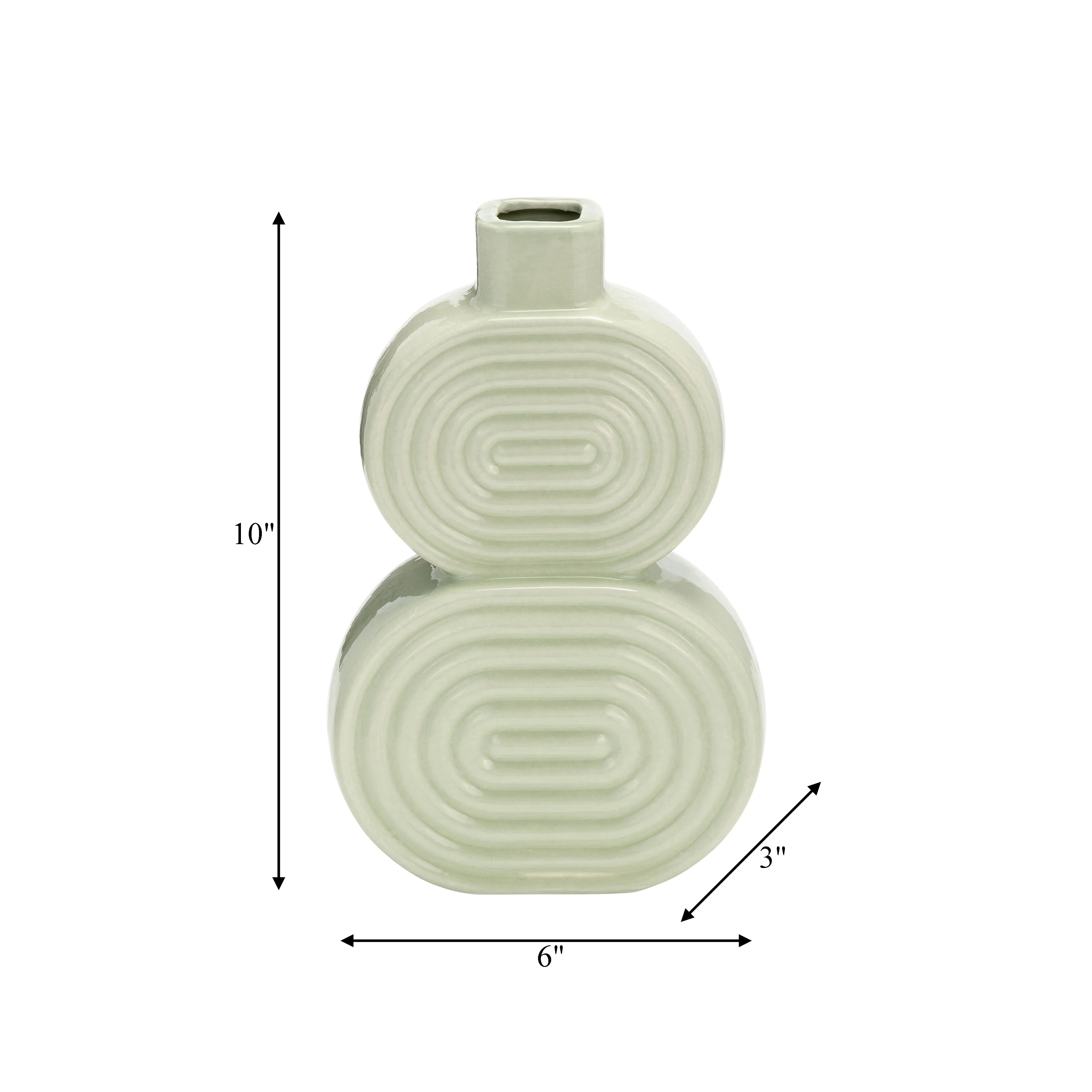 CER, 10" STACKED CIRCLES VASE, CUCUMBER
