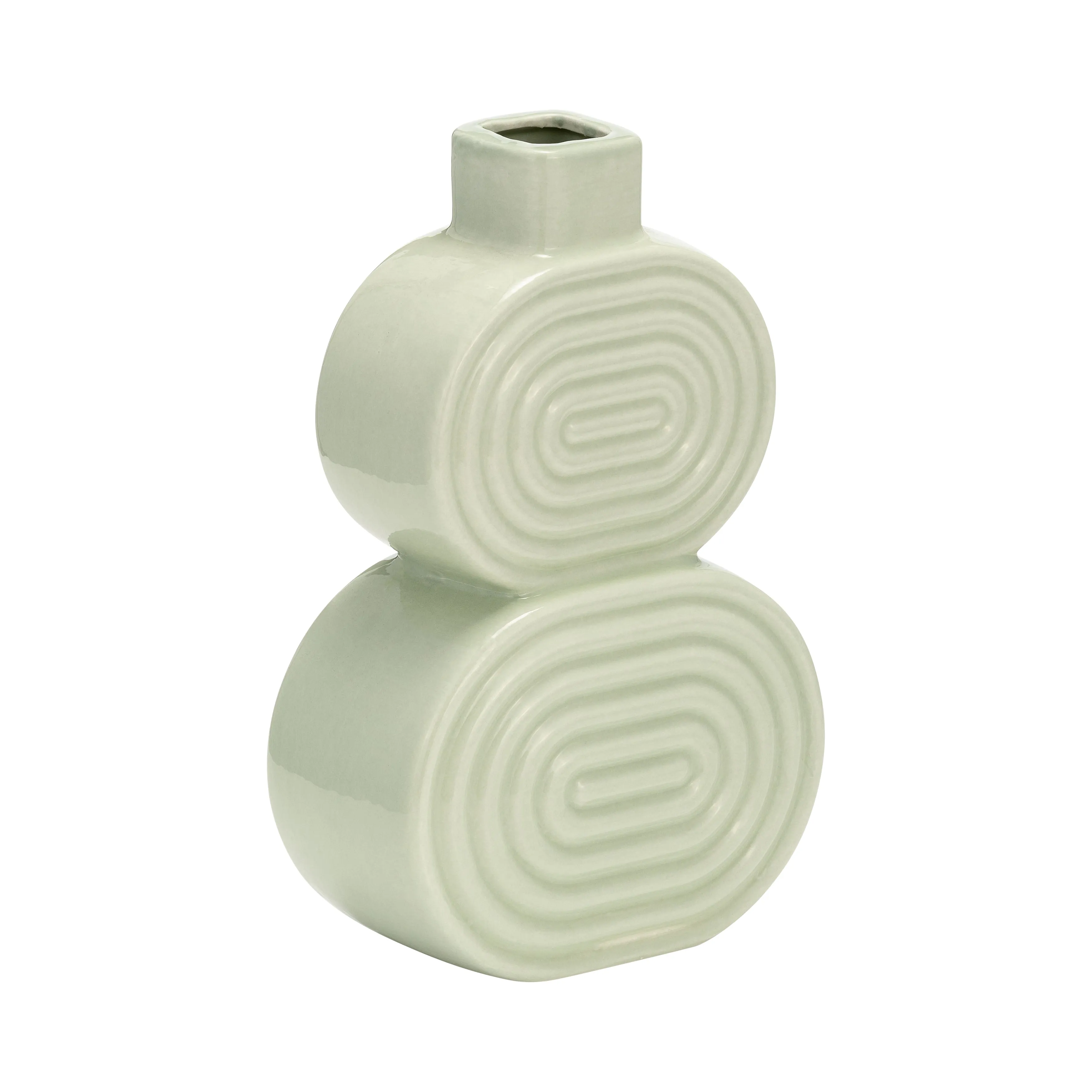 CER, 10" STACKED CIRCLES VASE, CUCUMBER