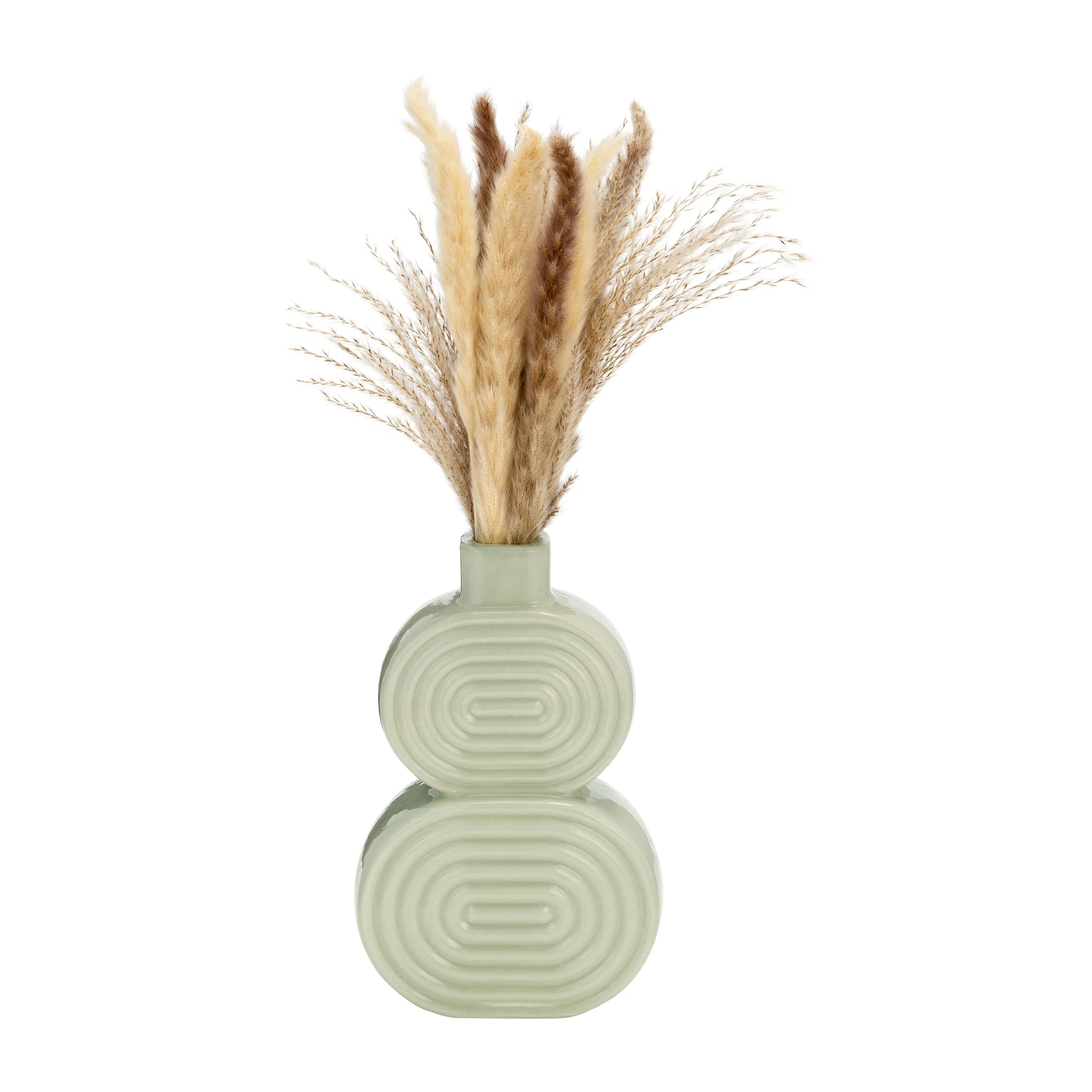 CER, 10" STACKED CIRCLES VASE, CUCUMBER
