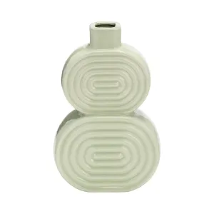 CER, 10" STACKED CIRCLES VASE, CUCUMBER