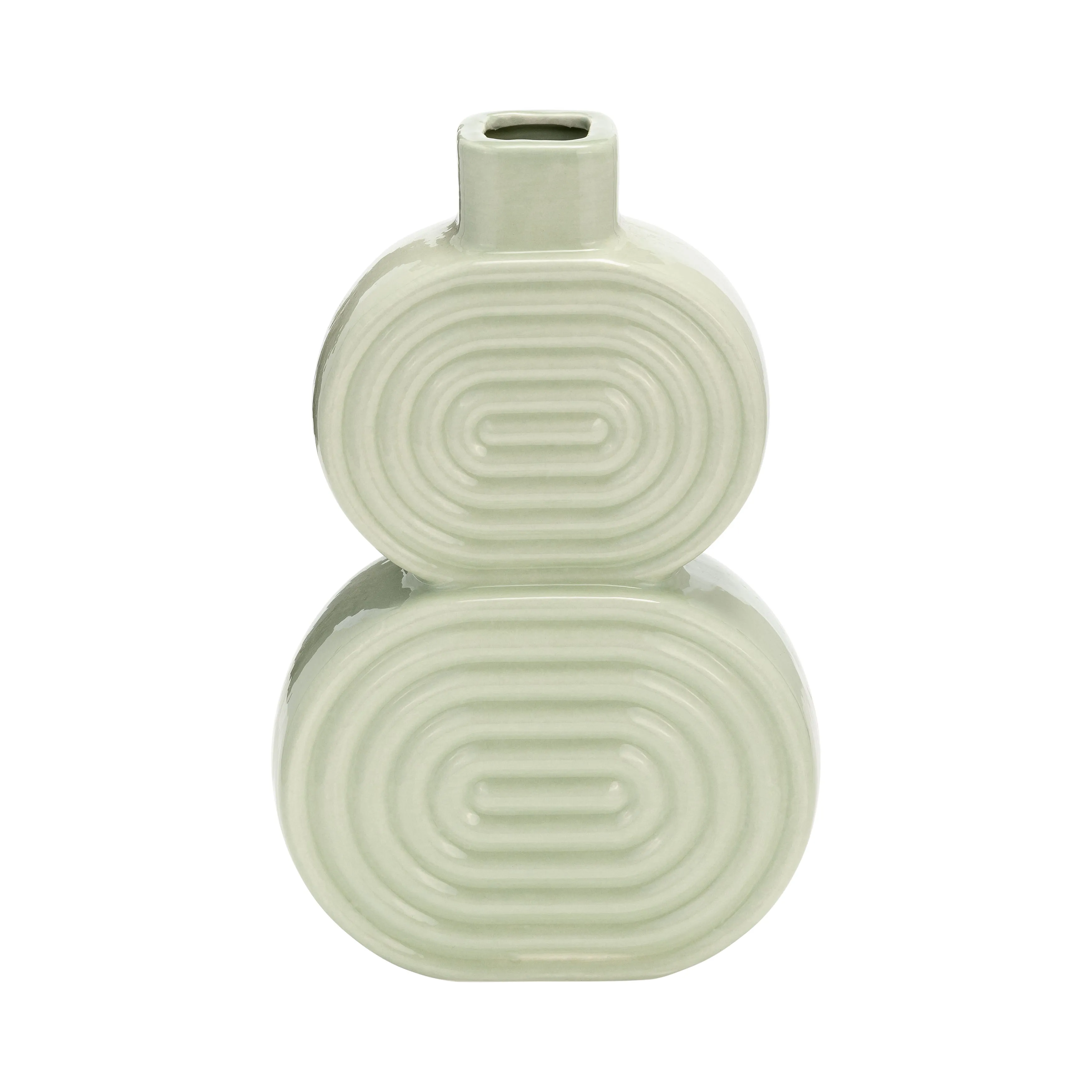 CER, 10" STACKED CIRCLES VASE, CUCUMBER