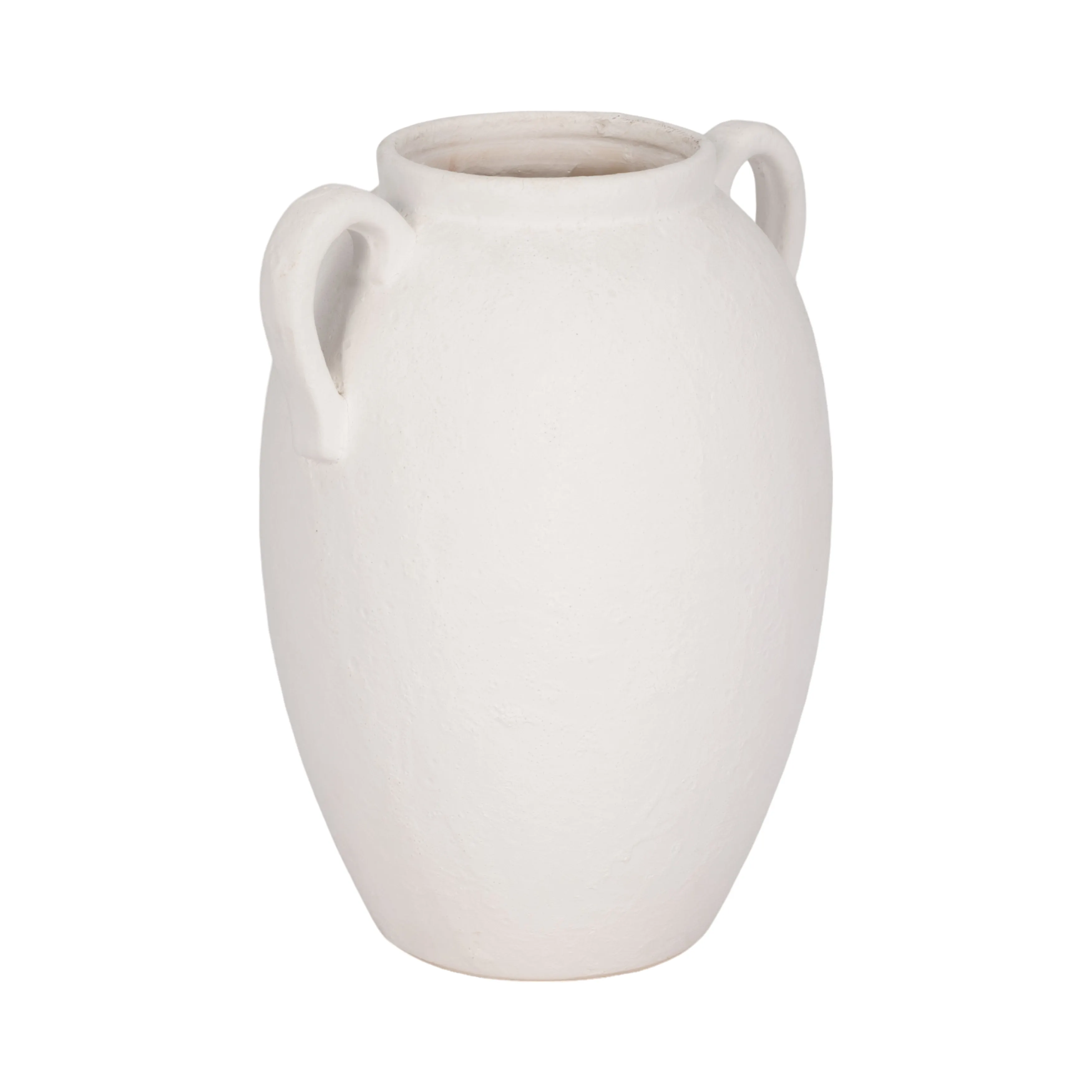 CER, 10" TEXTURED JUG W/ HANDLES, WHITE