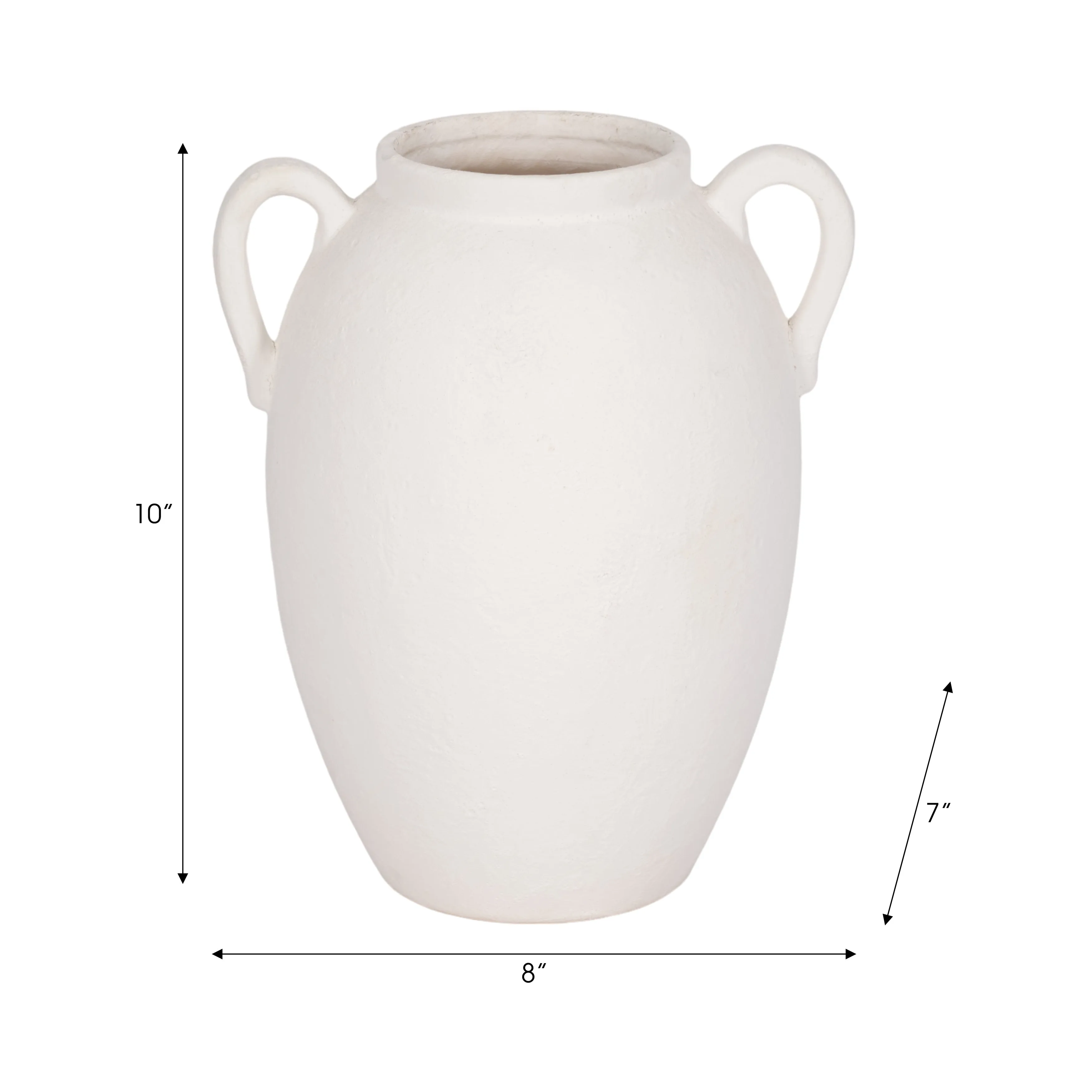 CER, 10" TEXTURED JUG W/ HANDLES, WHITE